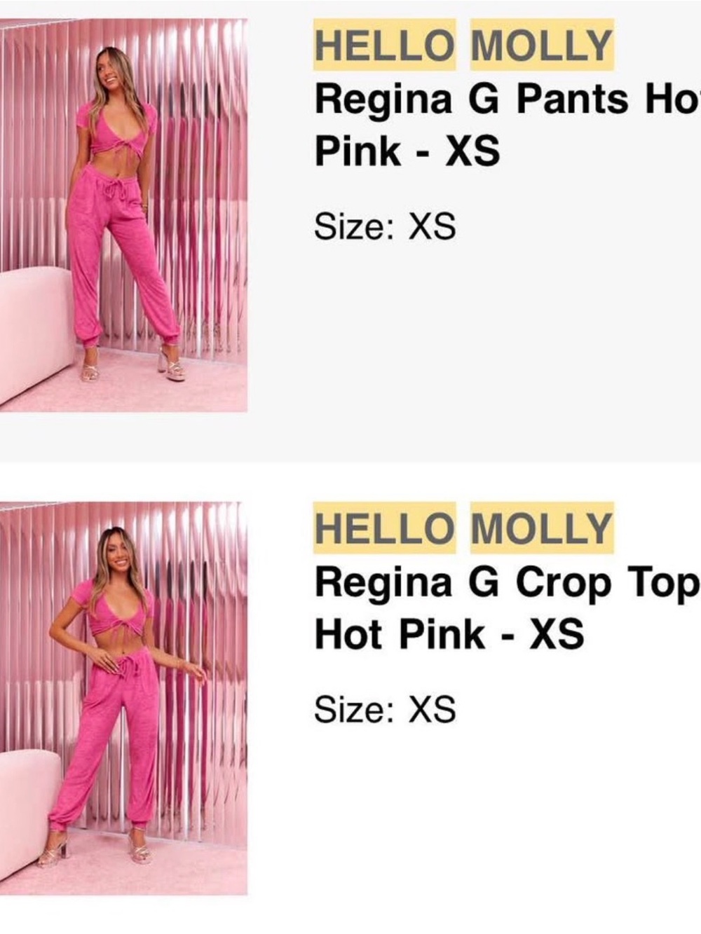Hello Molly Hot Pink Regina G Joggers